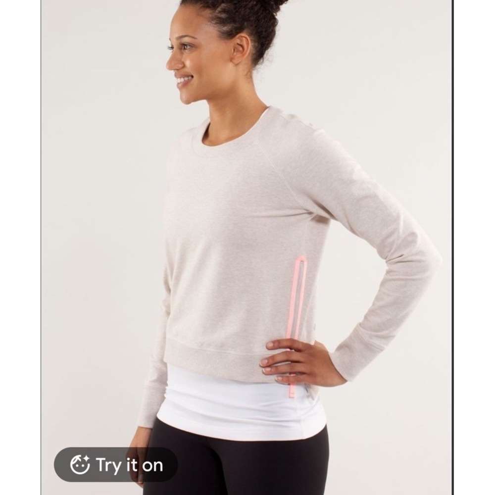 Lululemon Rejuvenate Pullover Sweatshirt Ivory Cream Pink Side Zip Top Women's 6